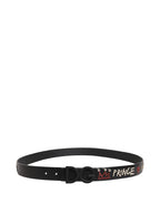 Black Leather Prince Crown Logo Buckle Belt