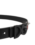 Black Leather Prince Crown Logo Buckle Belt