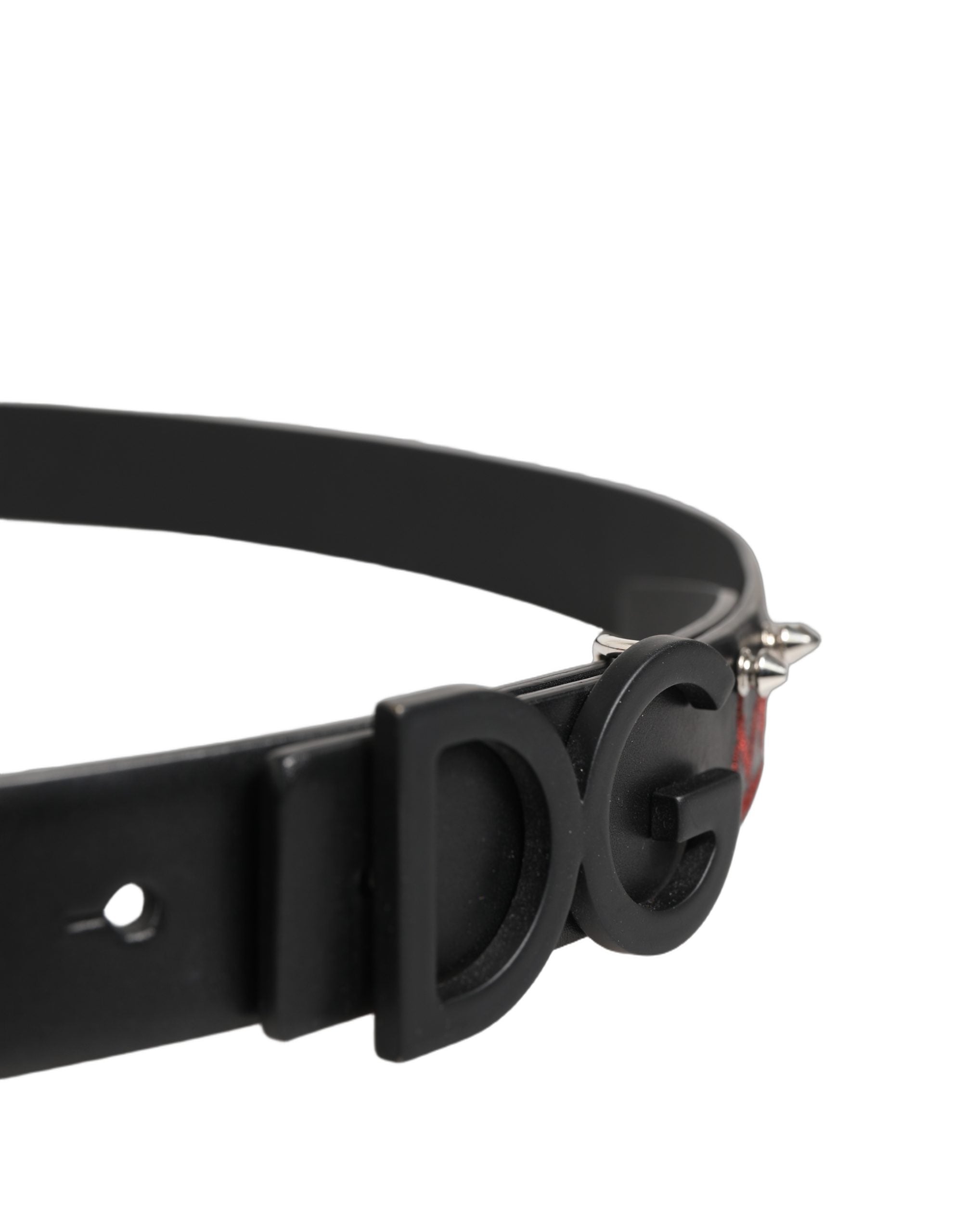 Black Leather Prince Crown Logo Buckle Belt