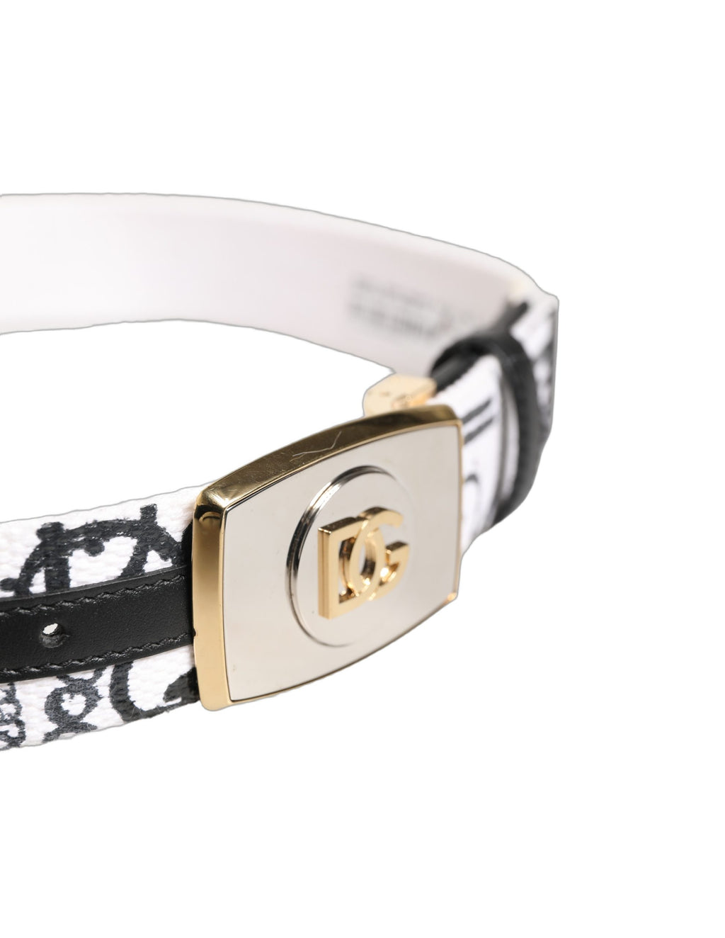 White Graffiti Print Gold Metal Buckle Belt