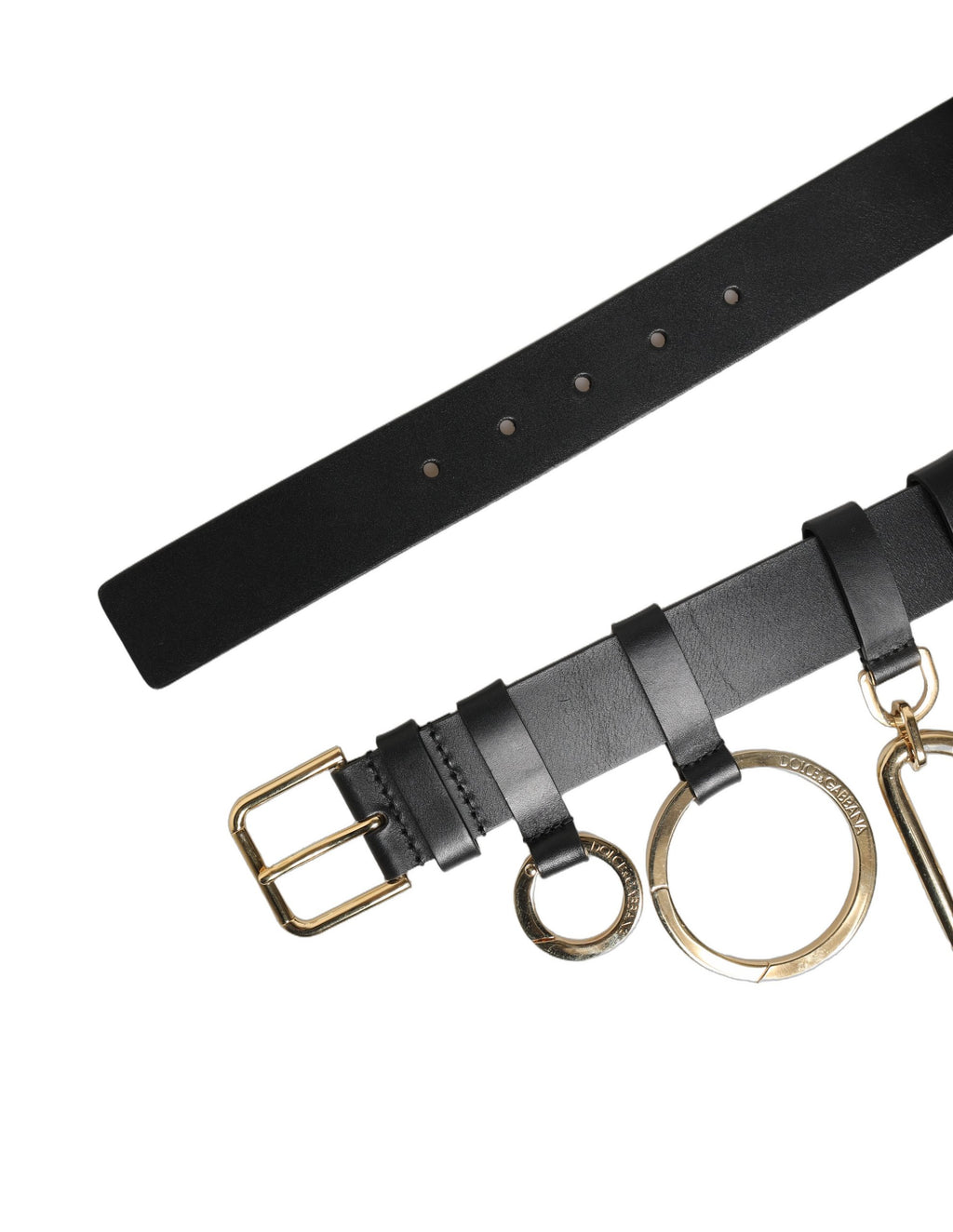Black Calf Leather Gold Metal Buckle Men Belt