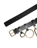 Black Calf Leather Gold Metal Buckle Men Belt