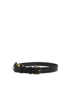 Black Calf Leather Gold Metal Buckle Men Belt