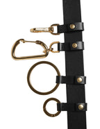Black Calf Leather Gold Metal Buckle Men Belt