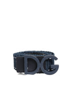 Blue Cotton Canvas DG Logo Metal Buckle Belt