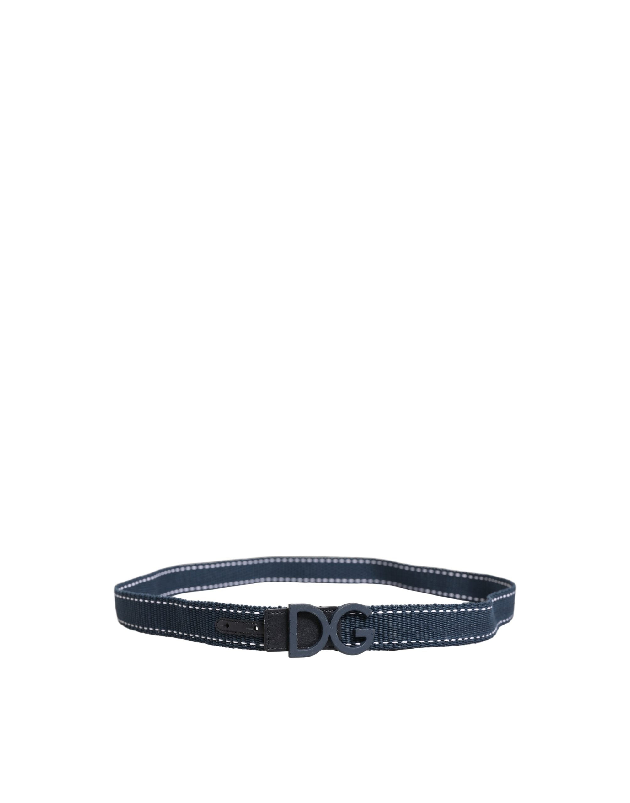 Blue Cotton Canvas DG Logo Metal Buckle Belt