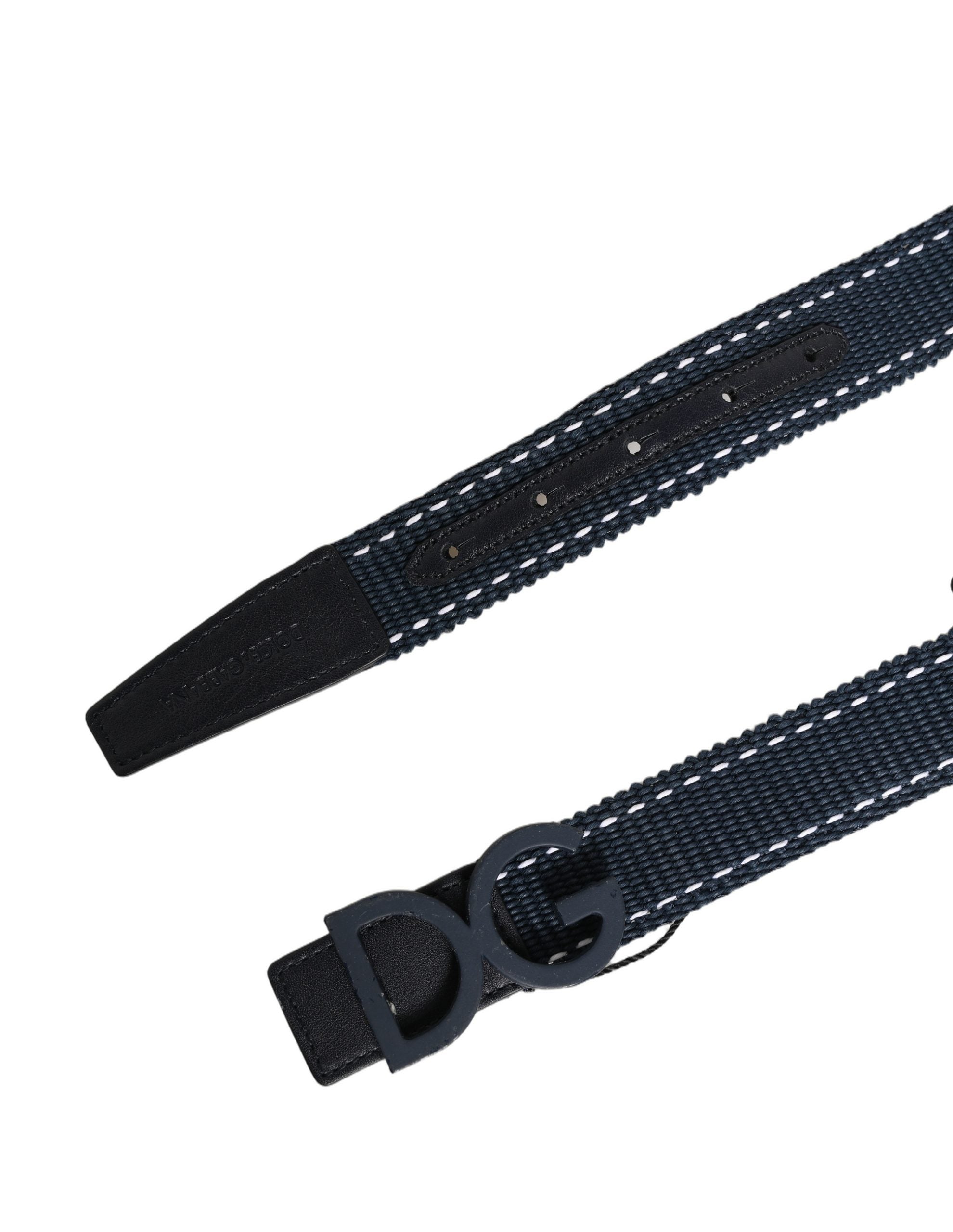 Blue Cotton Canvas DG Logo Metal Buckle Belt