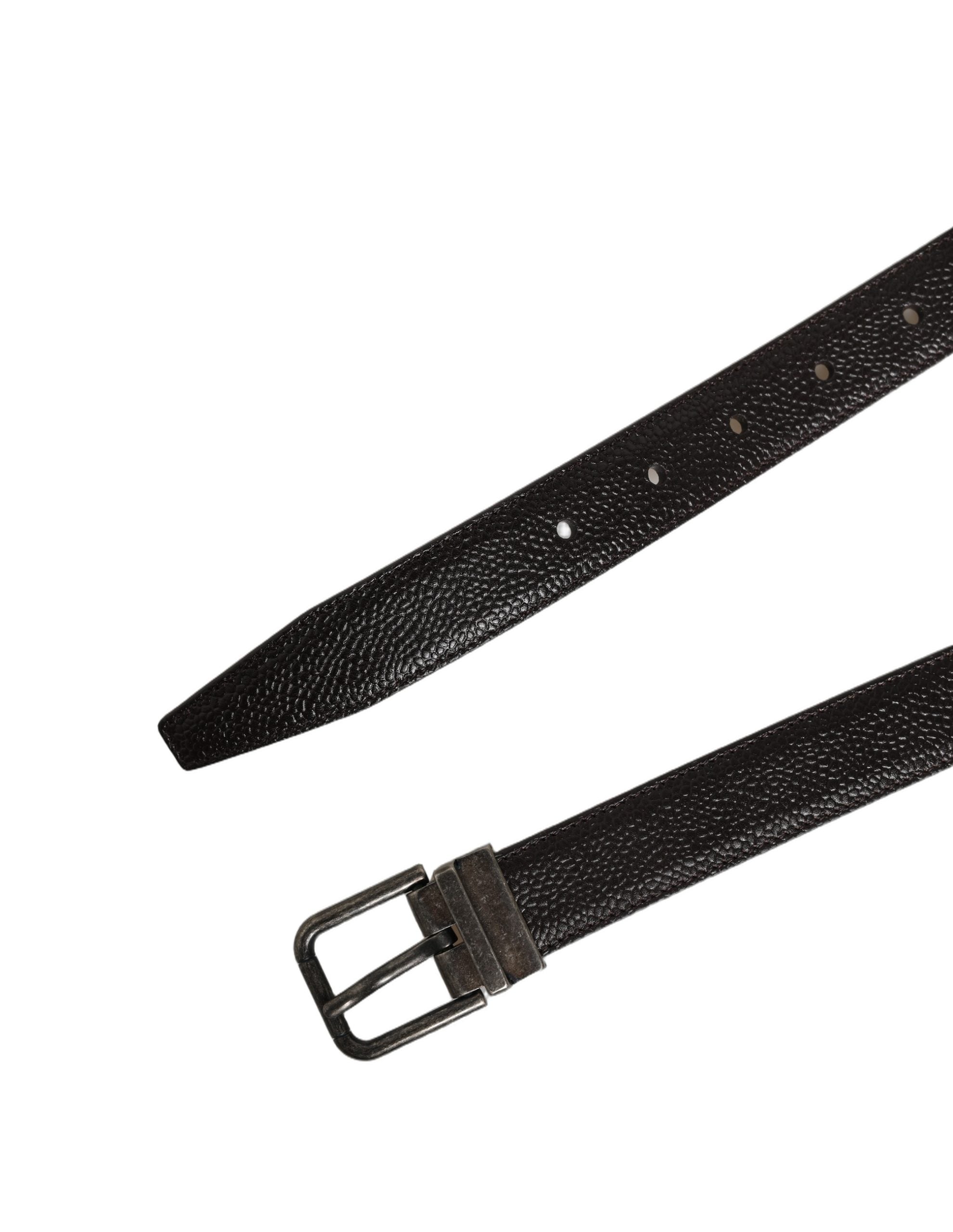 Brown Calf Leather Vintage Style Silver Buckle Belt