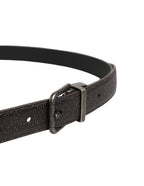 Brown Calf Leather Vintage Style Silver Buckle Belt