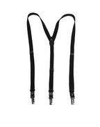 Black Cotton Leather Elastic Y-back Metal Clips Suspender