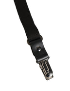 Black Cotton Leather Elastic Y-back Metal Clips Suspender