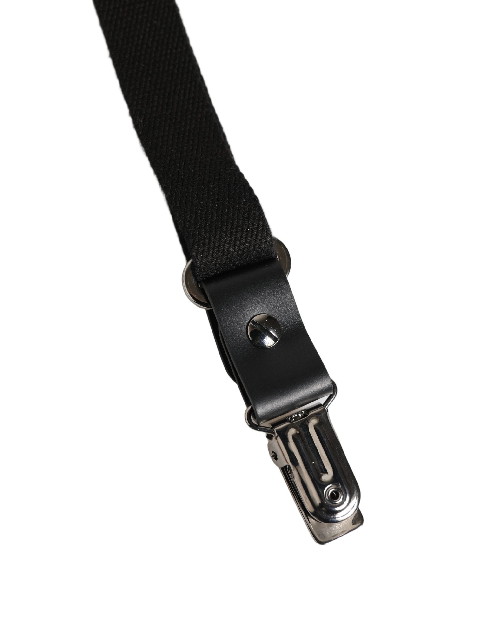 Black Cotton Leather Elastic Y-back Metal Clips Suspender