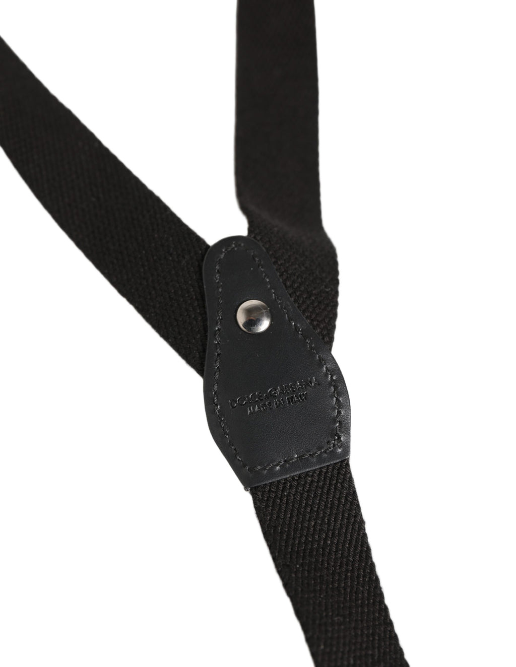 Black Cotton Leather Elastic Y-back Metal Clips Suspender