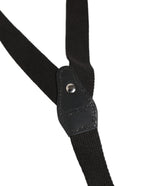 Black Cotton Leather Elastic Y-back Metal Clips Suspender