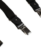 Black Cotton Leather Elastic Y-back Metal Clips Suspender