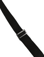 Black Cotton Leather Elastic Y-back Metal Clips Suspender