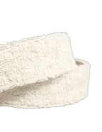 White Cotton Fleece DG Logo Metal Buckle Belt