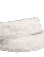 White Fleece Silver DG Logo Metal Buckle Belt