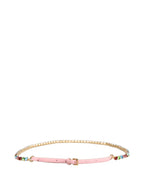 Pink Leather Crystal Chain Embellished Belt