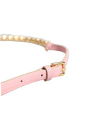 Pink Leather Crystal Chain Embellished Belt