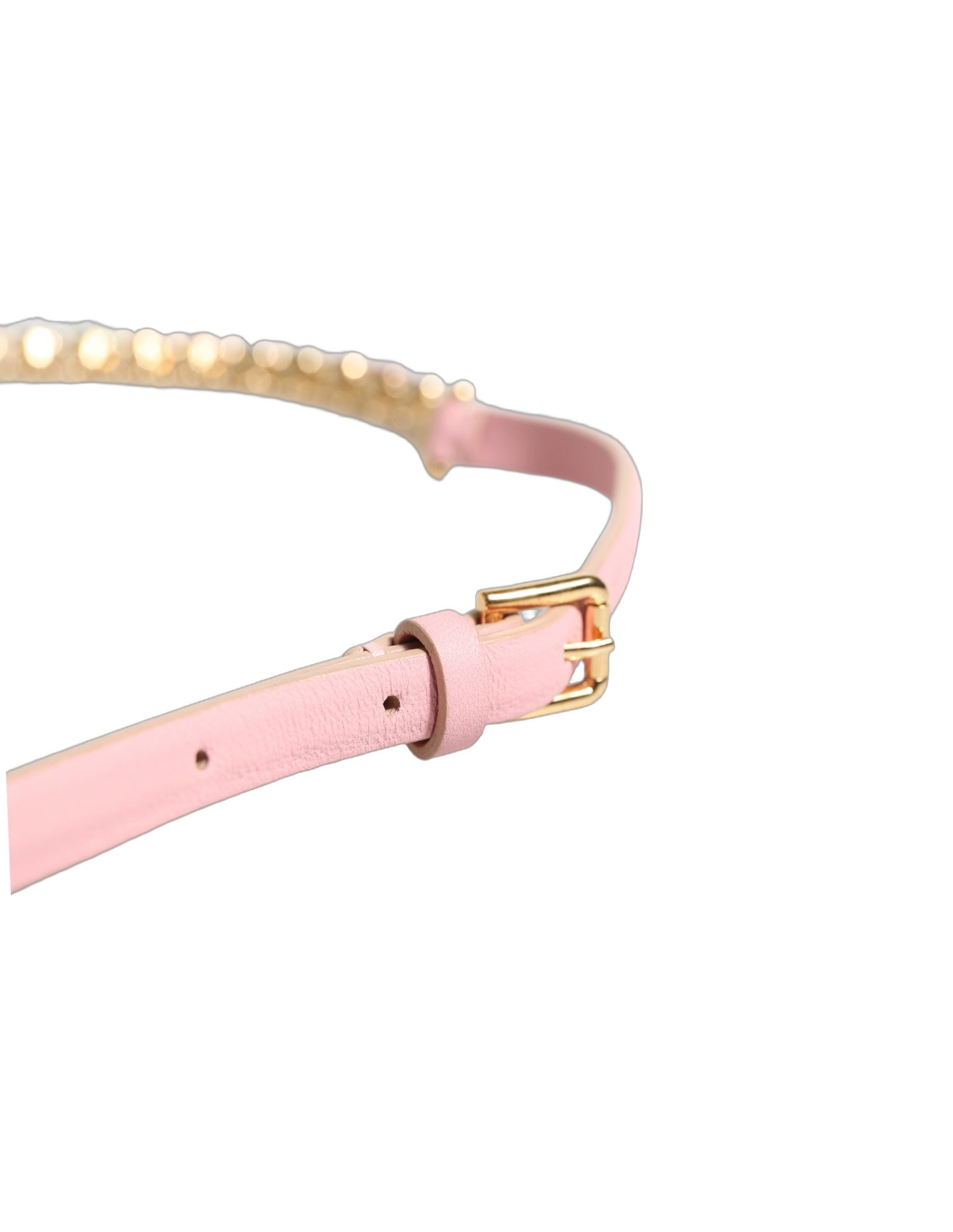 Pink Leather Crystal Chain Embellished Belt