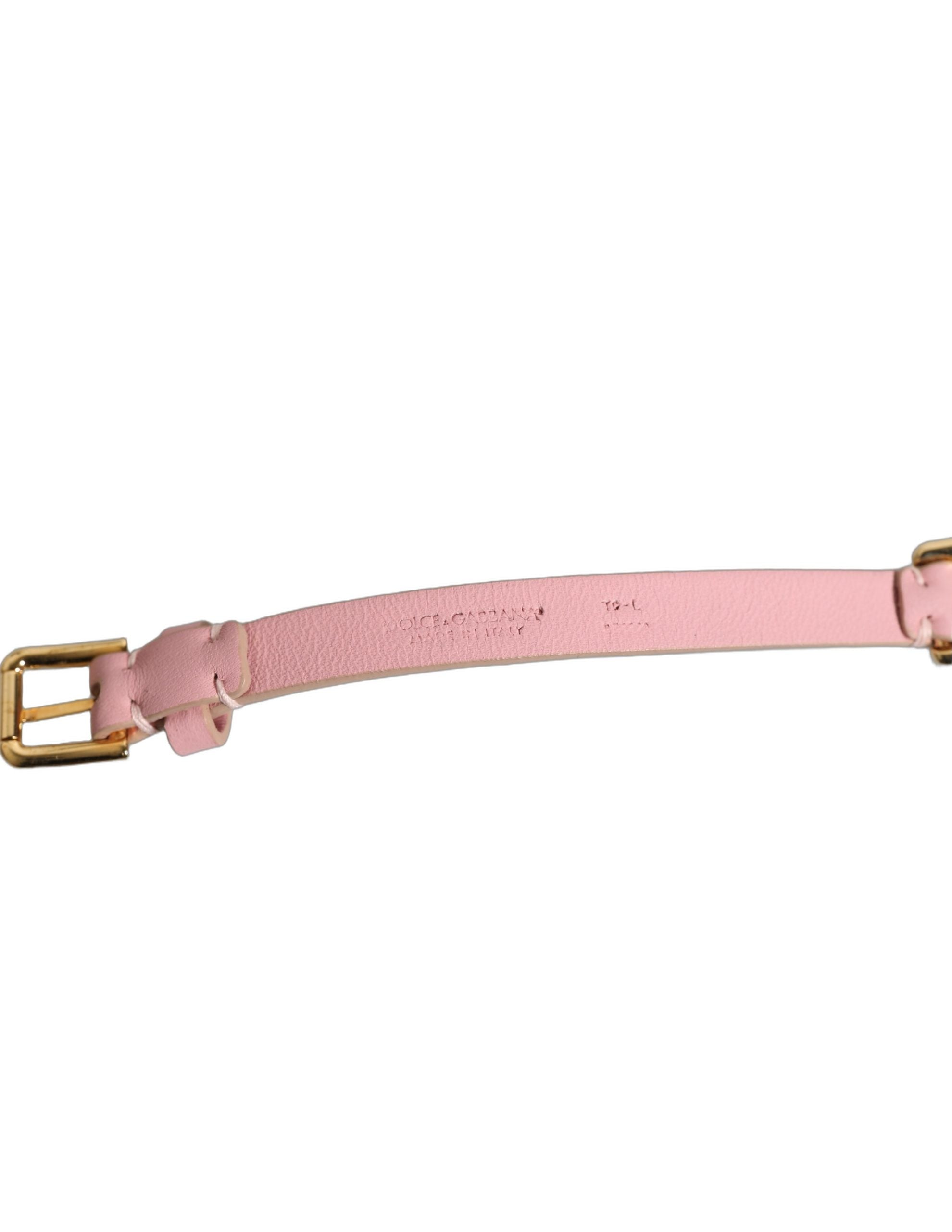 Pink Leather Crystal Chain Embellished Belt