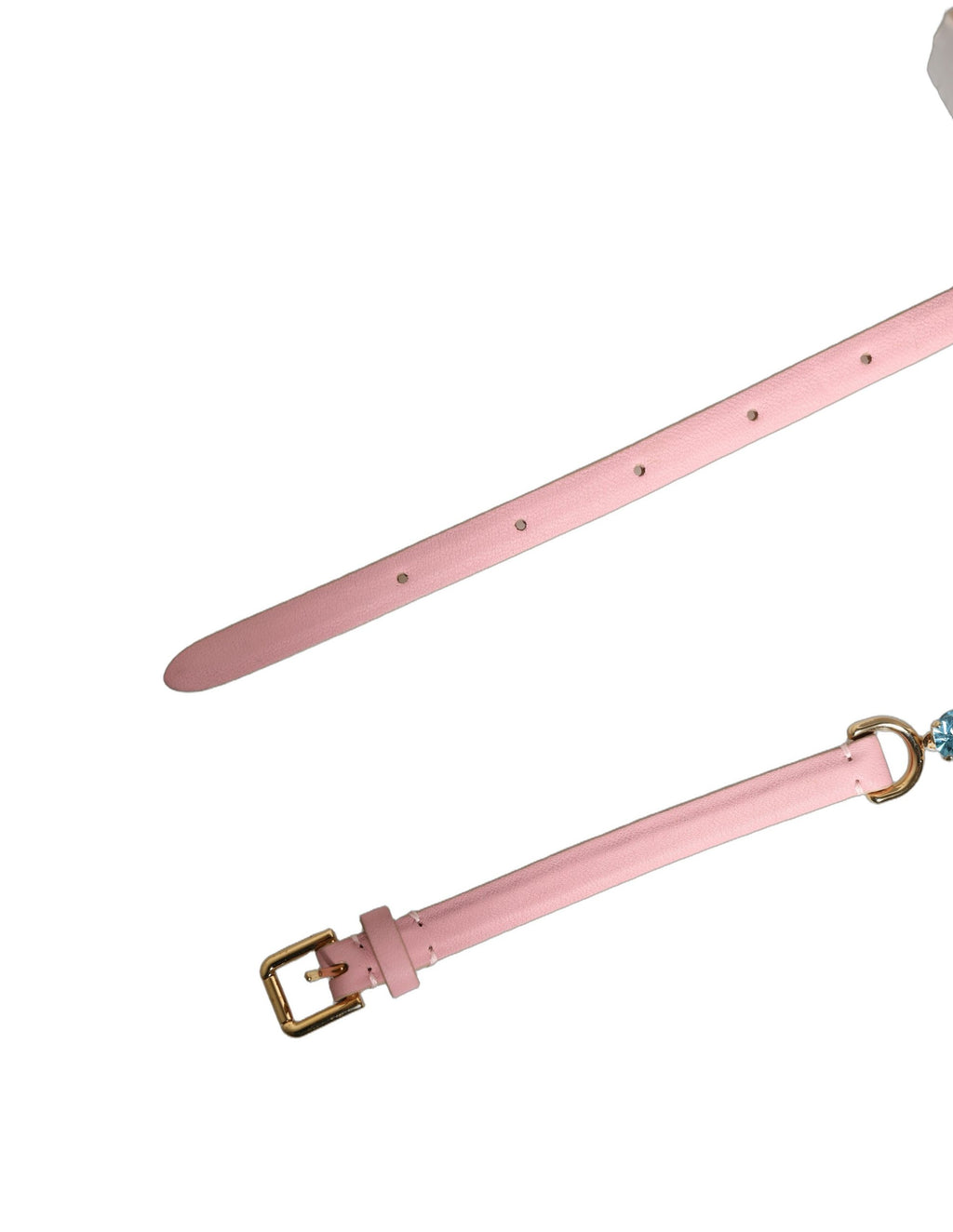 Pink Leather Crystal Chain Embellished Belt