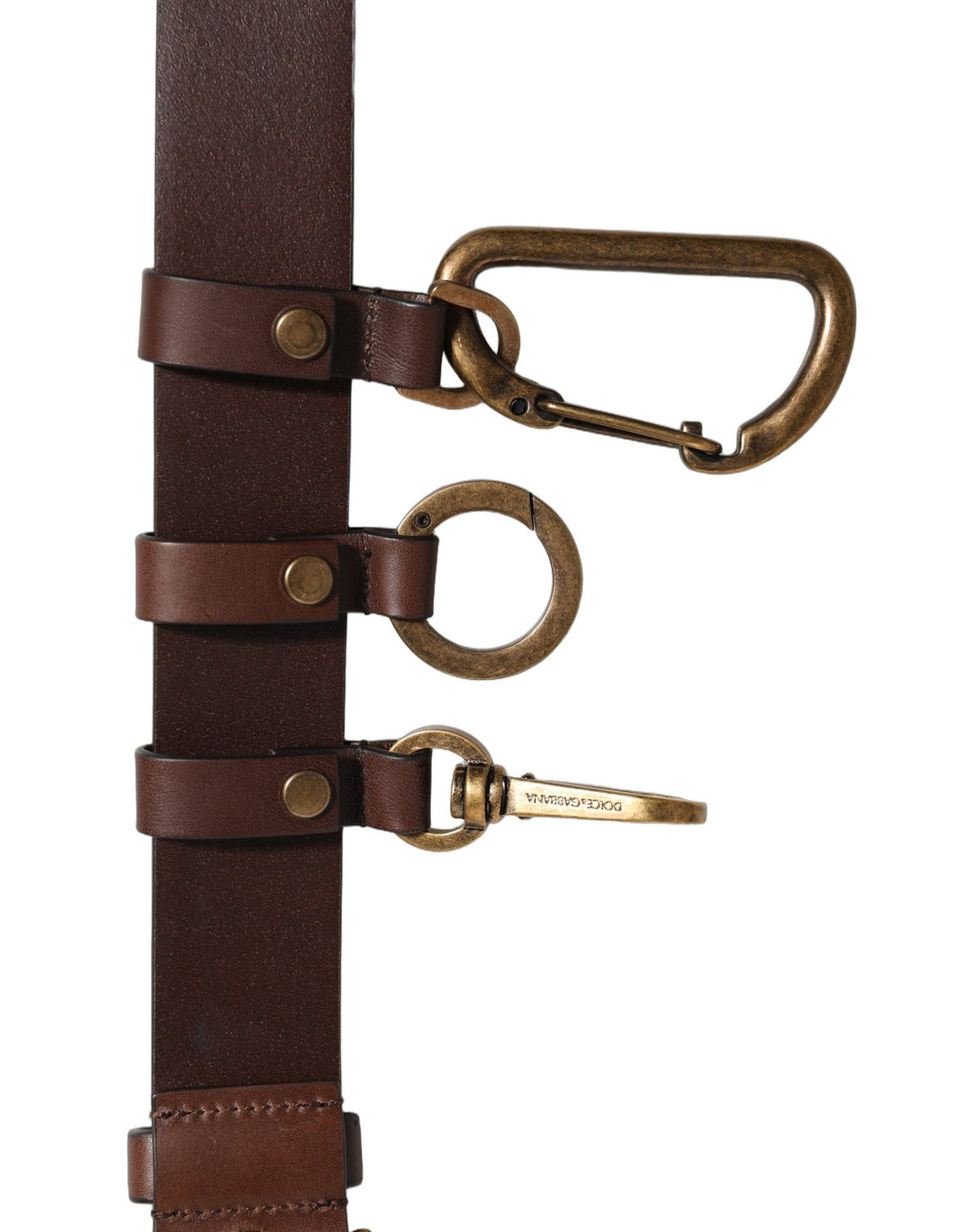Brown Calfskin Leather Gold Metal Buckle Belt