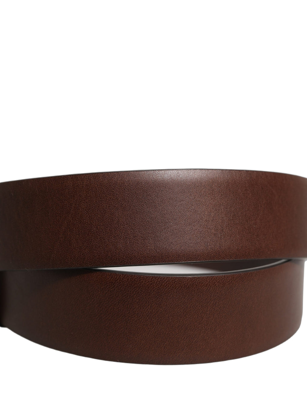 Brown Calfskin Leather Gold Metal Buckle Belt