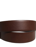 Brown Calfskin Leather Gold Metal Buckle Belt