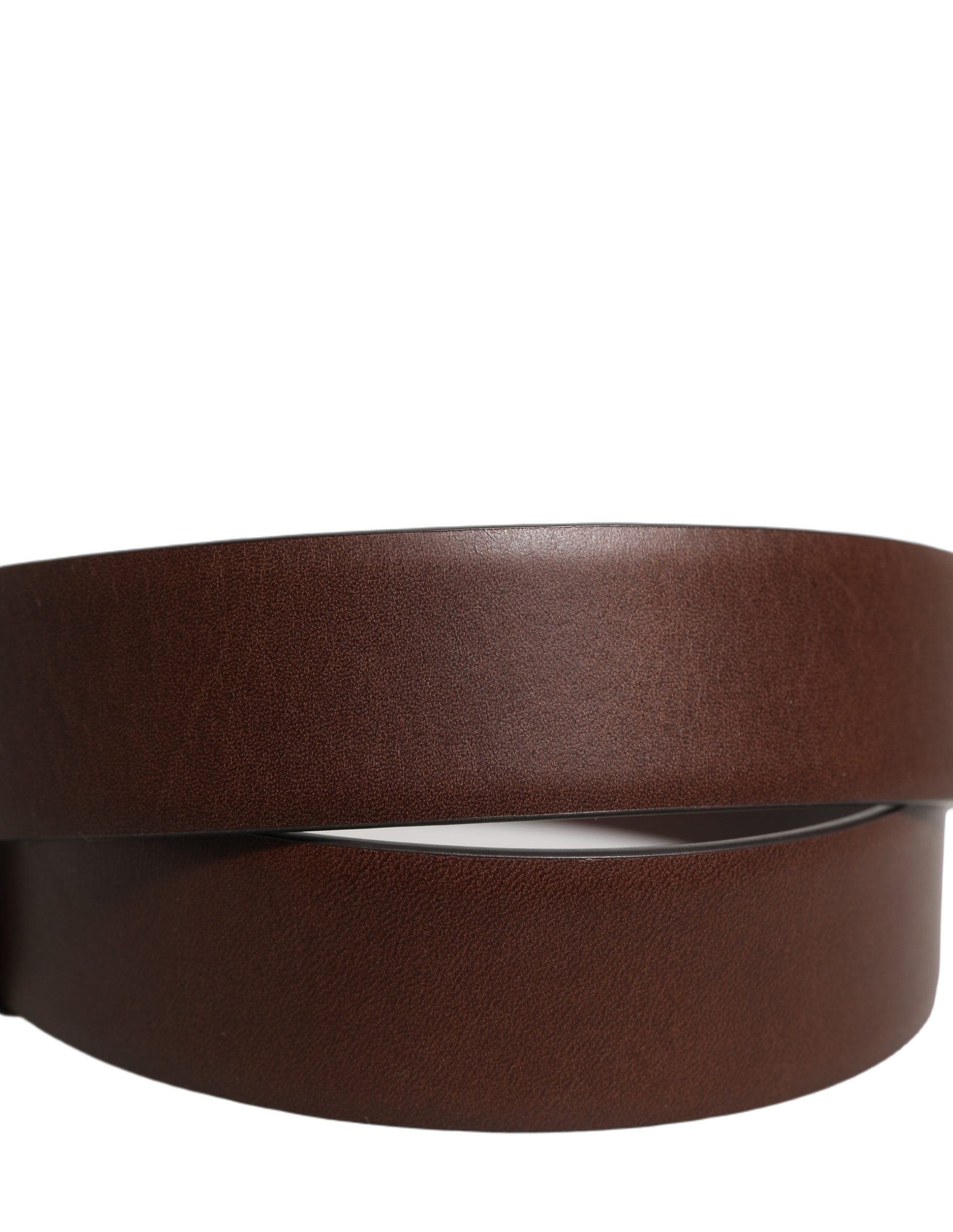 Brown Calfskin Leather Gold Metal Buckle Belt