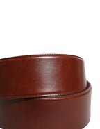 Brown Calfskin Leather Gold Metal Buckle Belt
