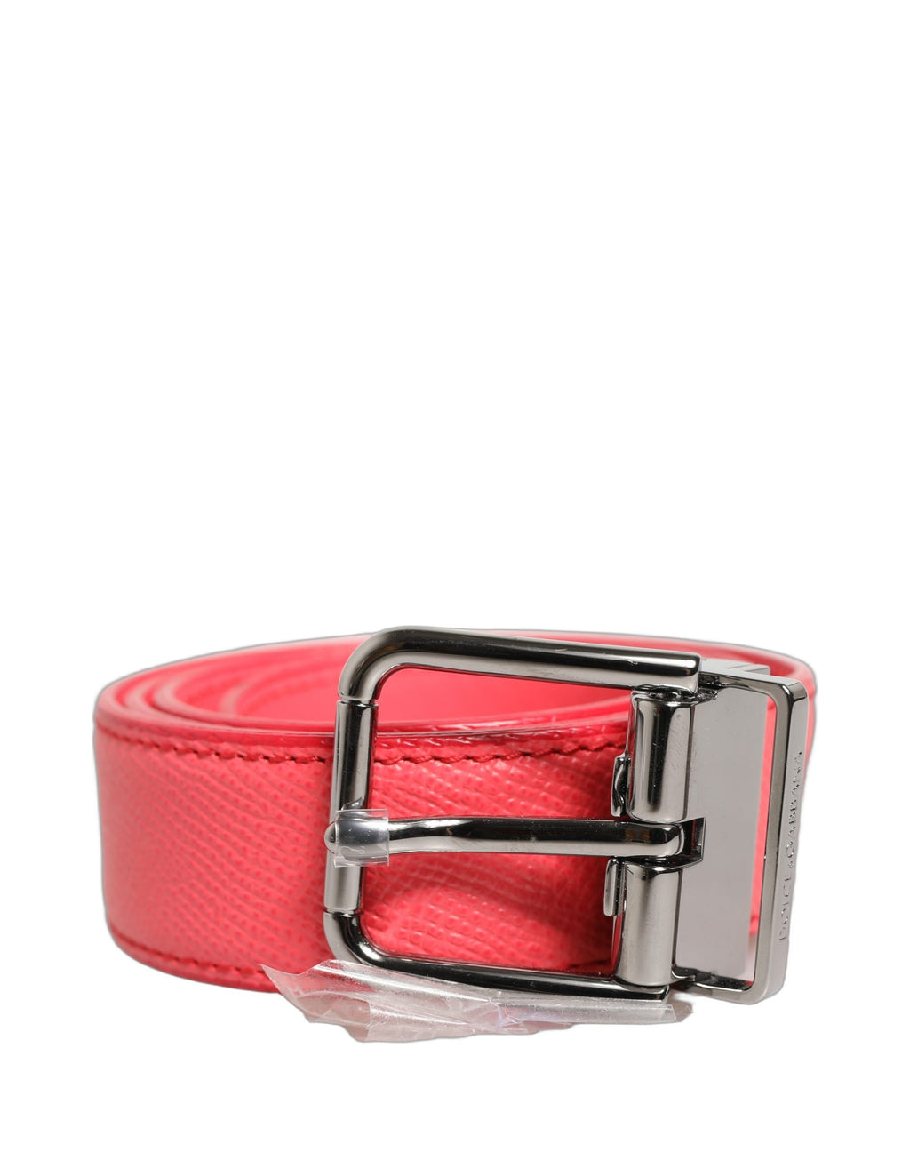 Pink Lambskin Leather Silver Metal Buckle Belt