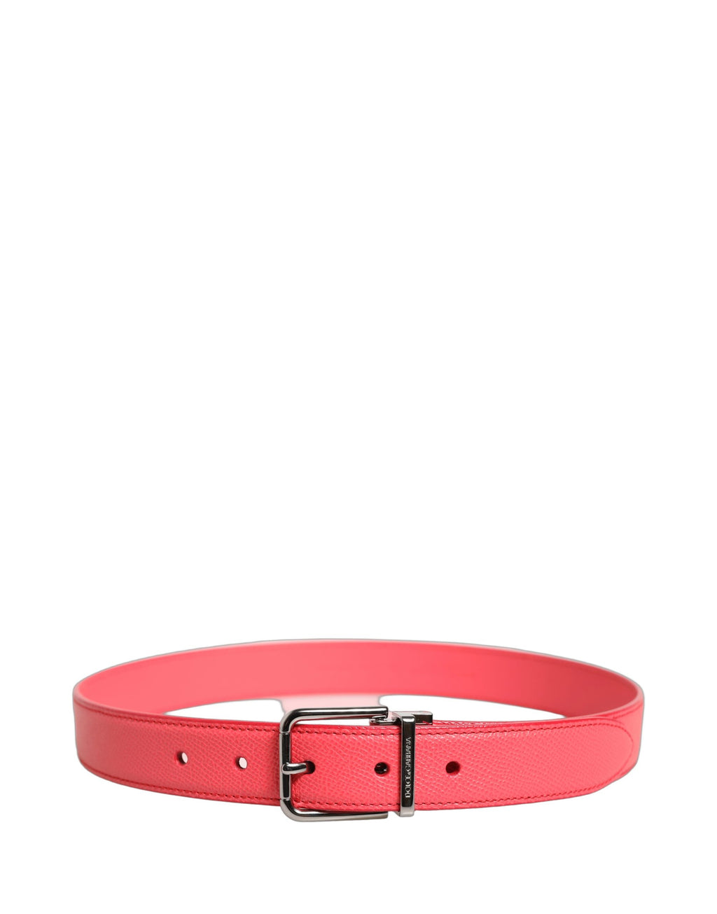 Pink Lambskin Leather Silver Metal Buckle Belt