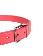 Pink Lambskin Leather Silver Metal Buckle Belt