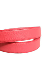 Pink Lambskin Leather Silver Metal Buckle Belt