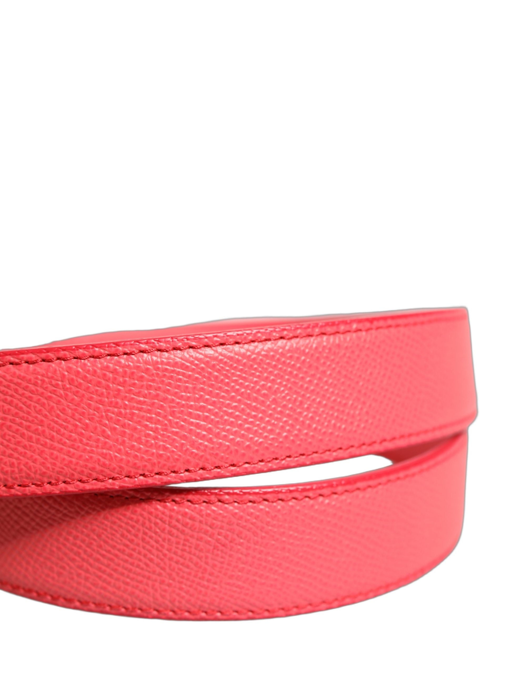 Pink Lambskin Leather Silver Metal Buckle Belt