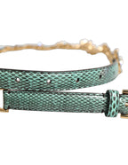 Green Leather Daisy Crystal Embellished Waist Belt