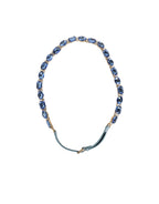 Blue Leather Crystal Chain Embellished Belt