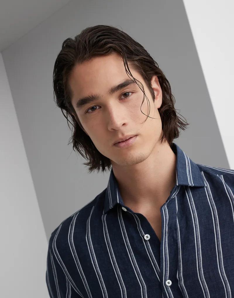 Bicolor Linen Pattern Shirt