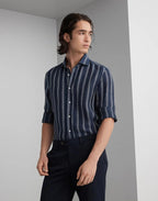 Bicolor Linen Pattern Shirt