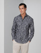 Gray Cotton Pattern Shirt