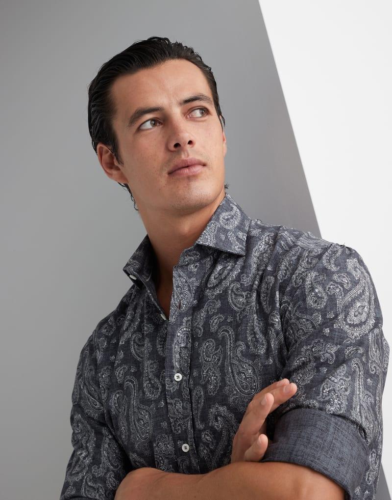 Gray Cotton Pattern Shirt