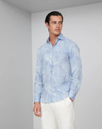 Blue Cotton Pattern Shirt