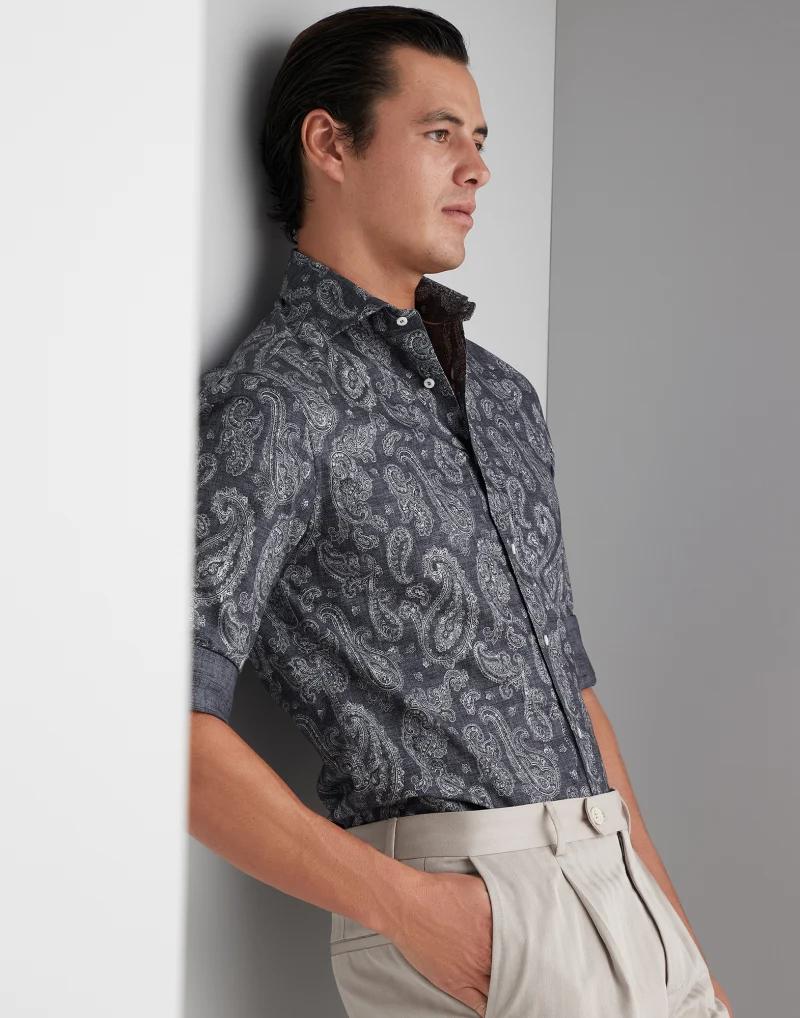 Gray Cotton Pattern Shirt