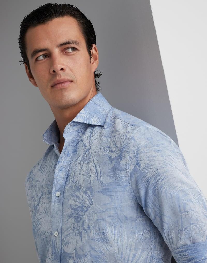 Blue Cotton Pattern Shirt