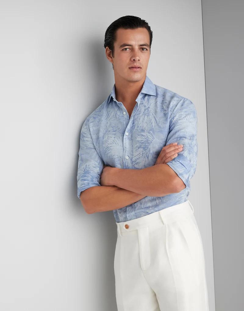 Blue Cotton Pattern Shirt