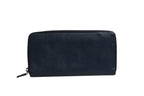 Navy Oliver Embossed Leather Zip-Around Wallet
