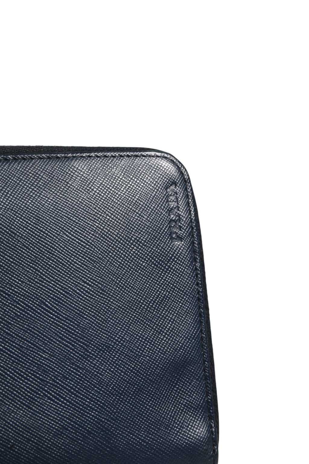 Navy Oliver Embossed Leather Zip-Around Wallet