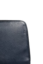 Navy Oliver Embossed Leather Zip-Around Wallet